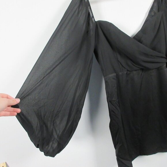 NBD Harry Mini Dress S Black Balloon Sleeve Sweetheart Neck Party Revolve 300 - Picture 7 of 13